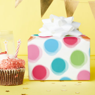 Färgfull Retro Fuzzy Roligt Polka dots Barn Födels Presentpapper