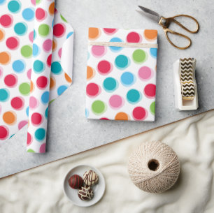 Färgfull Retro Fuzzy Roligt Polka dots Barn Födels Presentpapper