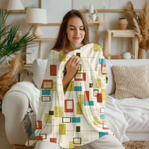 Färgfull retro Geometric Mönster i mitten av århun Fleecefilt