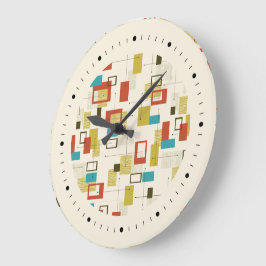 Färgfull retro Geometric Mönster i mitten av århun Stor Klocka