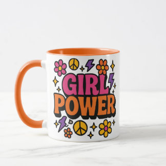Färgfull Retro Girl Power Mugg