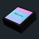 Färgfull retro Glitter och miniatyrdiagram Minnesask<br><div class="desc">Elegant,  enkel färglös reflektor glitter och gnistor. Rosa grönt och blå tonertoner glitter.</div>
