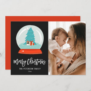 Färgfull Retro-glob från Modern Träd Snö i mitten  Julkort