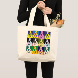 Färgfull Retro Gräns Collie Pop Art Jumbo Tygkasse