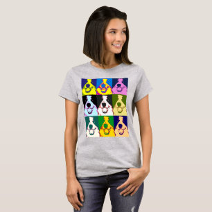 Färgfull Retro Gräns Collie Pop Art Kvinna T Shirt