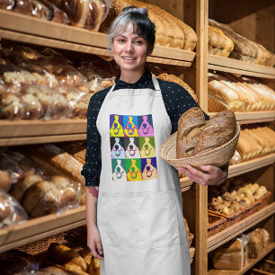 Färgfull Retro Gräns Collie Pop Art Långt Förkläde