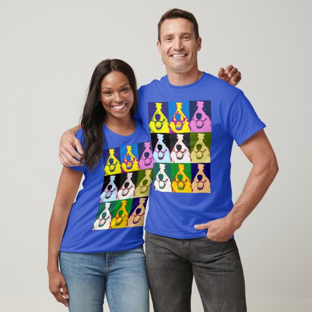 Färgfull Retro Gräns Collie Pop Art Unisex T Shirt (Unisex)