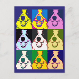 Färgfull Retro Gräns Collie Pop Art Vykort