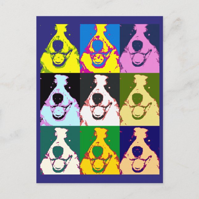 Färgfull Retro Gräns Collie Pop Art Vykort (Framsida)