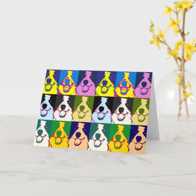 Färgfull Retro Gräns Collie-popp artikel 60:e föde Kort (Gul blomma)