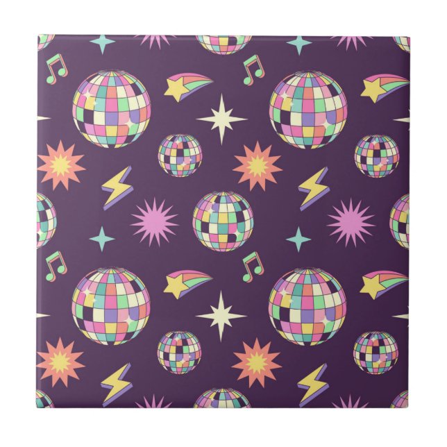 Färgfull Retro Groovy Disco Mönster Kakelplatta (Framsidan)