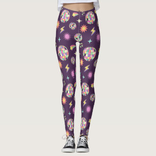 Färgfull Retro Groovy Disco Mönster Leggings