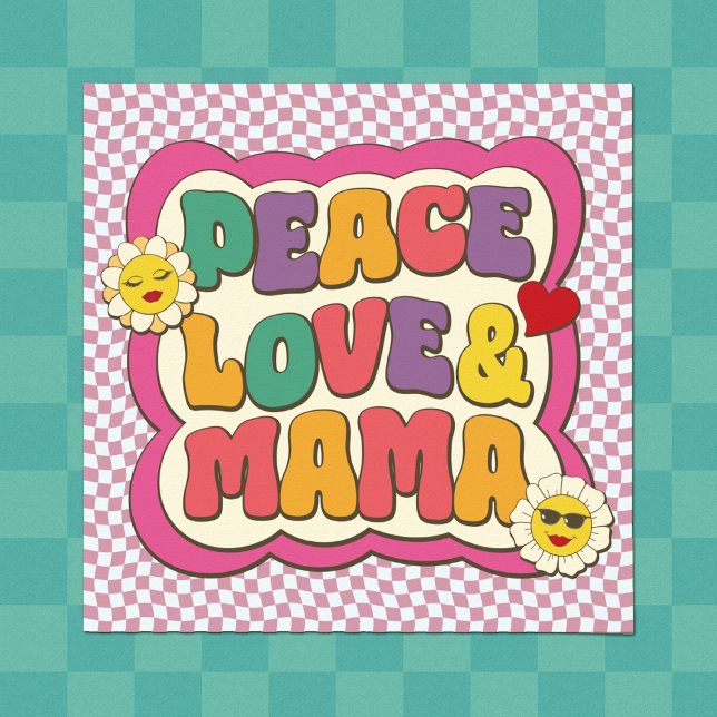 Färgfull Retro Groovy Mamma-citattypografi Hippie Poster (Skapare uppladdad)