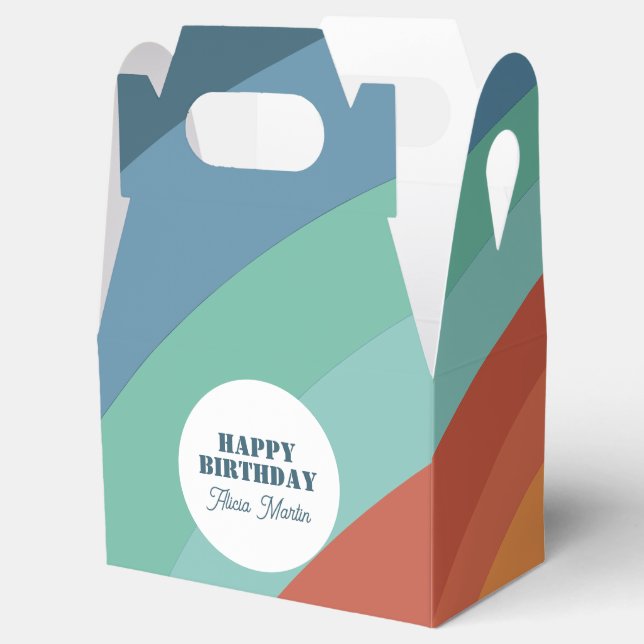 Färgfull Retro Groovy Rainbow Grattis på födelseda Presentaskar (Öppnad)