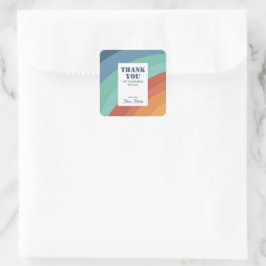 Färgfull Retro Groovy Rainbow Tack Fyrkantigt Klistermärke