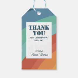 Färgfull Retro Groovy Rainbow Tack Presentetikett