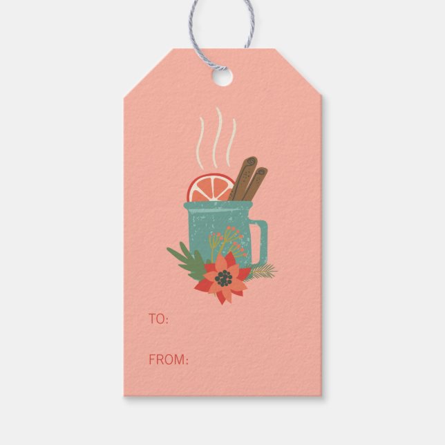 Färgfull Retro-Helgdag-julcider Presentetikett (Framsidan)