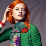 Färgfull Retro Hippie-Blommigt Sjal<br><div class="desc">Denna röda och grönt blommigt har en roligt hand plockade som kan se ut från 1960-talet. Det var tänkt med AI.</div>