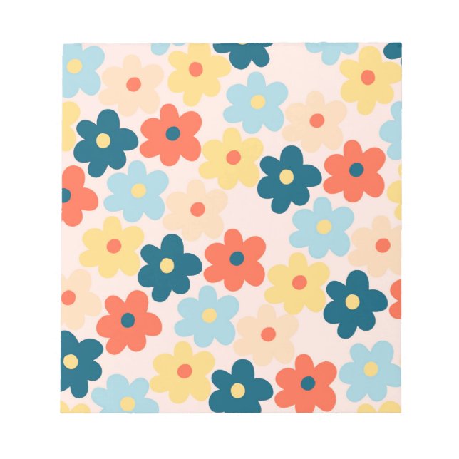 Färgfull Retro Hippie Flower Mönster Anteckningsblock (Framsida)
