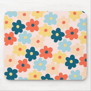Färgfull Retro Hippie Flower Mönster Musmatta