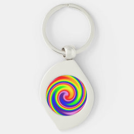 Färgfull Retro Hippie Rainbow Swirl Swirl Silverfärgad Nyckelring