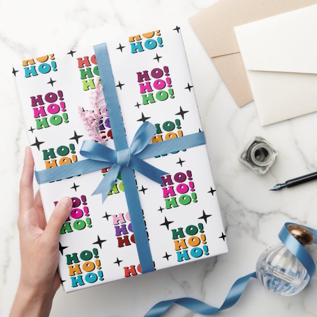 Färgfull Retro HO HO HO-gnistra Juli Presentpapper (Gifting)