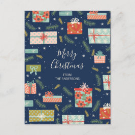 Färgfull Retro-jul Helg Vykort