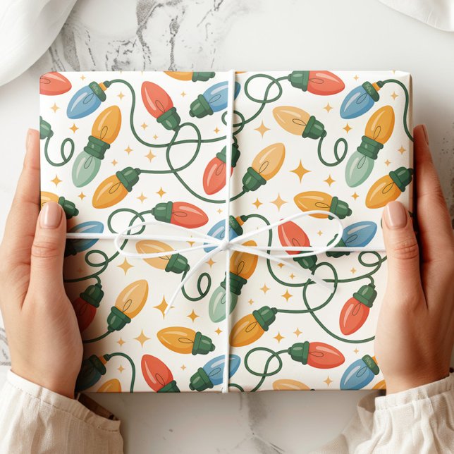 Färgfull Retro-julgranen Ljus Presentpapper (Skapare uppladdad)