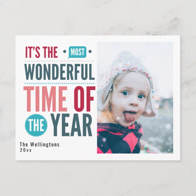 Färgfull Retro-juloffertfoto Helg Vykort (Framsida)