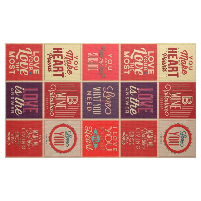 Färgfull Retro Kärlek citattecken citat Mönster Tyg (Yard)