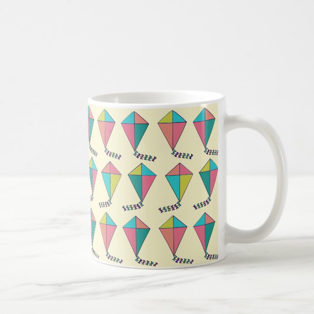 Färgfull Retro Kite Mönster Kaffemugg (Höger)