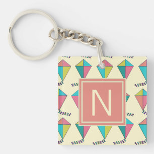 Färgfull Retro Kite Mönster Monogram