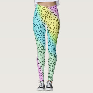 Färgfull Retro Memphis Mönster Pastel Leggings