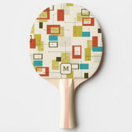 Färgfull retro Mid Century Geometric Mönster Pingisracket