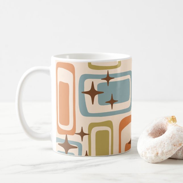 Färgfull Retro Mid Century Modern Atomic Abstrakt Kaffemugg (Med munk)