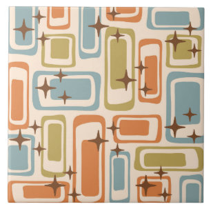 Färgfull Retro Mid Century Modern Atomic Abstrakt Kakelplatta