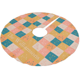 Färgfull Retro Mid Mod AtomMönster Personlig Julgransmatta Borstad Polyester