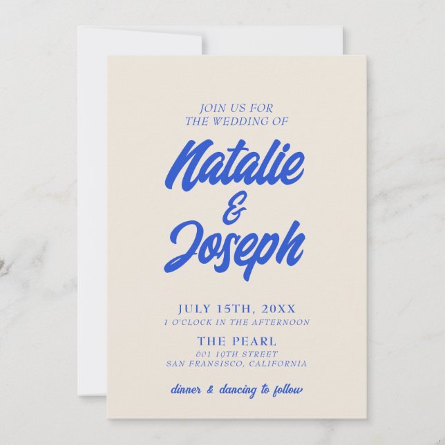 Färgfull retro Minimal, modig modern Bröllop med f Inbjudningar (Framsida)