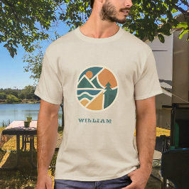Färgfull Retro Mountain Äventyr Camping T Shirt