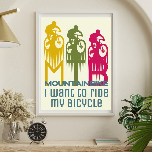 Färgfull retro Mountaincycle MTB Mountainbiker Poster (Skapare uppladdad)