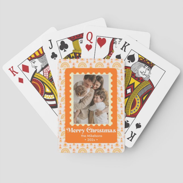 Färgfull Retro Multi Photo-jul Casinokort (Baksidan)