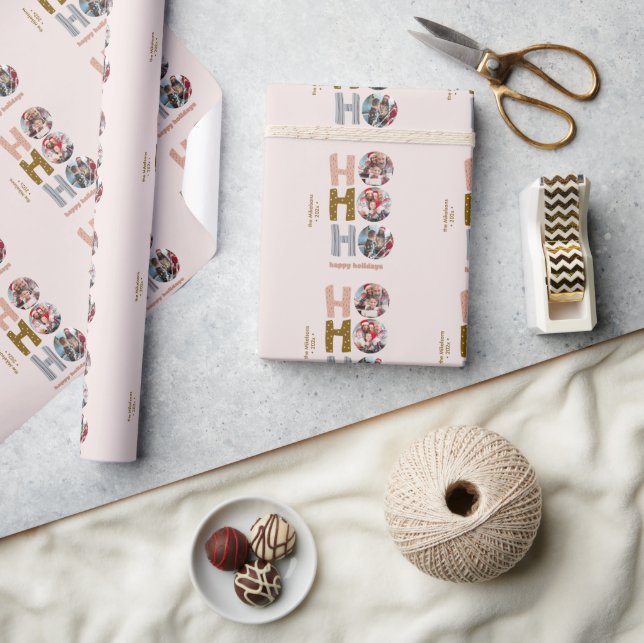 Färgfull Retro Multi Photo-jul Presentpapper (Hantverk)