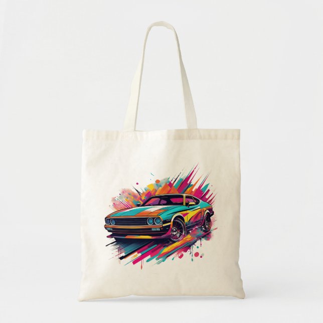 Färgfull retro Muscle Art Tote Bag Tygkasse (Framsidan)