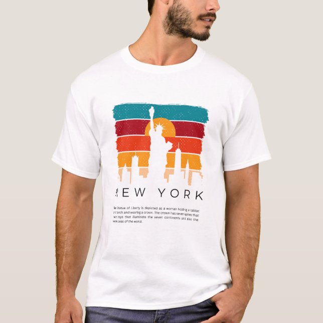 Färgfull Retro New York T Shirt (Framsida)