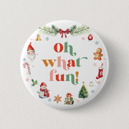 Färgfull retro Oh What Roligt Lettering Knapp