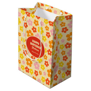 Färgfull Retro-Orange Boho Flower Grattis på födel