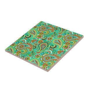 Färgfull Retro Paisley 2a Kakelplatta