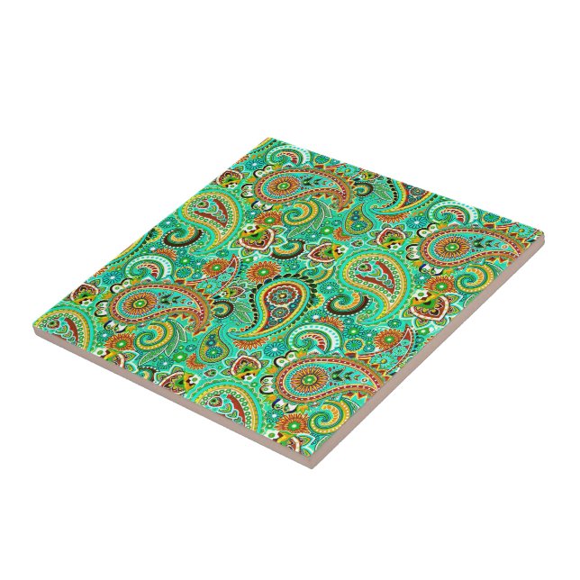 Färgfull Retro Paisley 2a Kakelplatta (Sidan)