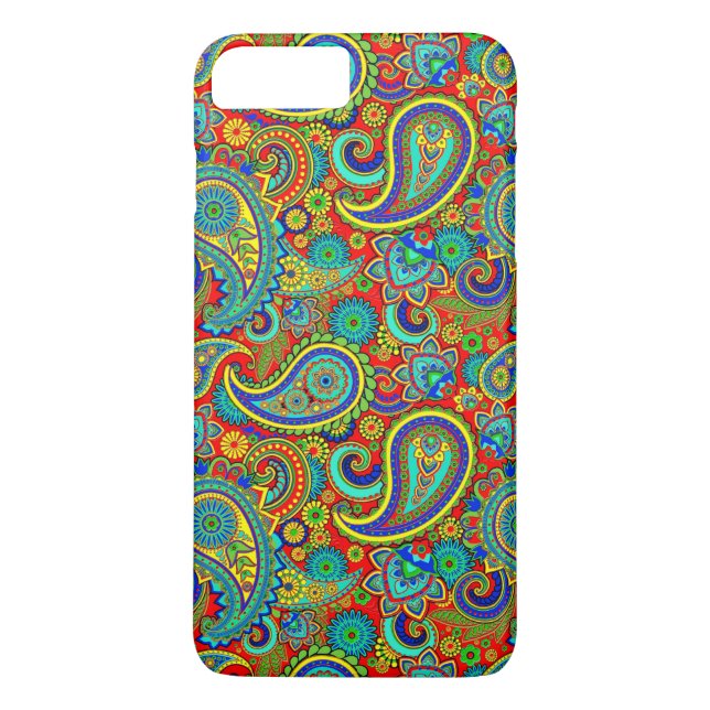 Färgfull Retro Paisley Case-Mate iPhone Skal (Baksida)