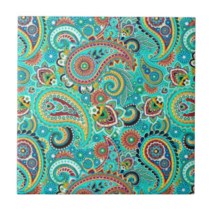 Färgfull Retro Paisley Kakelplatta